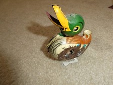 Vintage 1950s Japan Tin Litho Windup Head Moving Duck TLC