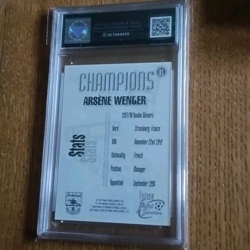 Arsene Wenger Champions 1999 Futera Fans Card Get Graded 9.5 Mint -Pop 1 - Foto 5 di 8