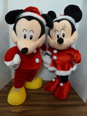 Vintage Mickey Minnie Christmas Mr / Mrs Santa Jumbo Large Plush