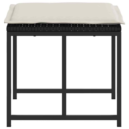 Gartenhocker mit Kissen 4 Stk. Schwarz Poly Rattan Outdoor Hocker vidaXL - Bild 6 von 9