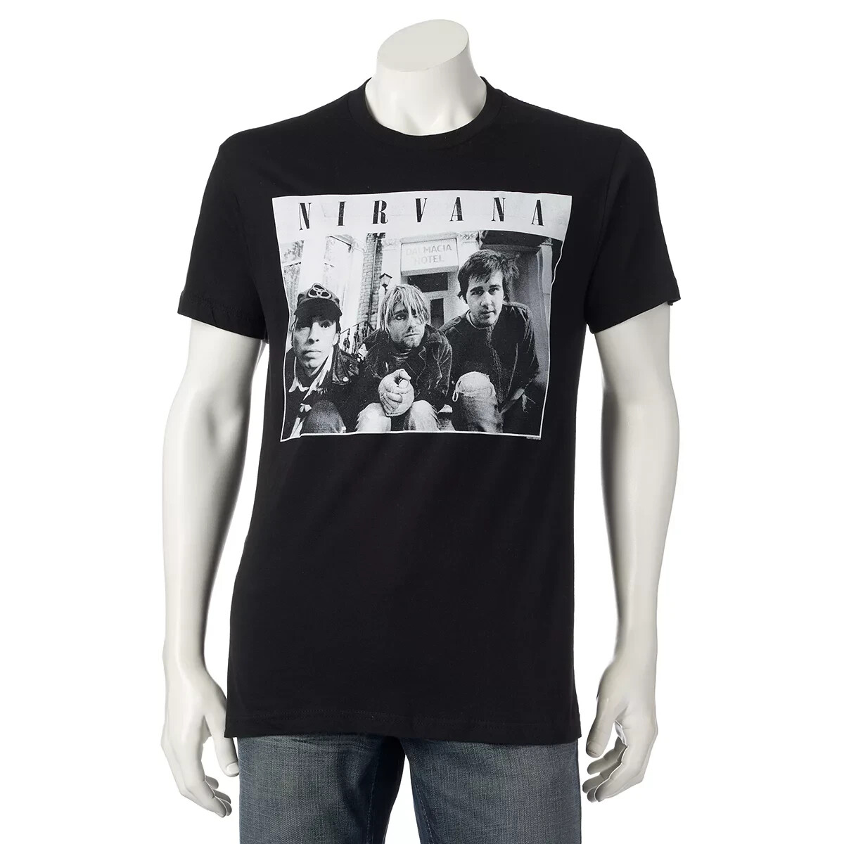 ミュージシャン NIRVANA(90'S)  PHOTO / BLK Nirvana Men's Short-Sleeve 90's Rock Photo Graphic T-Shirt (Black