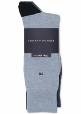 Tommy Hilfiger Men's 4-Packs Heel-Toe Dress Socks Navy/Denim/Indigo/Stonewash
