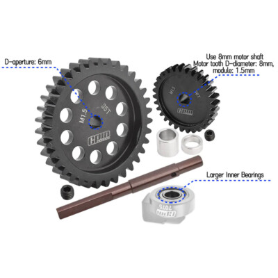 GPM 40Cr Carbon Steel M1.5 Spur Gear 35T + Motor Gear 30T for 1:5