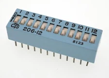 CTS 206-12, 12 Position 24 Pin SPDT Through-Hole DIP Switch, Lot of 10