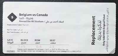 # TICKET white FIFA World Cup Qatar 2022 Belgium vs Canada #Match 9 De Bruyne