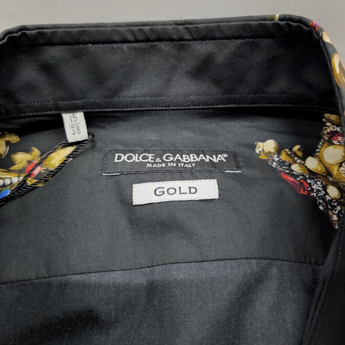Dolce & Gabbana DG All Over Crowns Button Up Shirt Black | 38 & 40