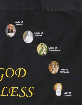 Supreme Our Lady Work Shirt Black God Bless Size Large New In Hand