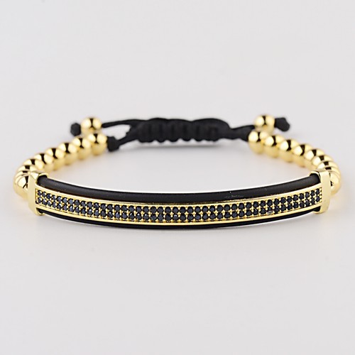 2019 Micro Pave Men Girls Cz Beads Bracelets Gold Braided Charm Black 4mm Beads - Picture 48 of 61