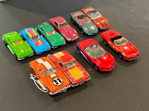Vintage Lot of 10 HOT WHEELS & MATCHBOX Diecast Corvettes