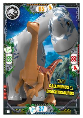 LEGO Jurassic World Serie 3 Trading Card  116 - Team Gallimimus & Brachiosaurus