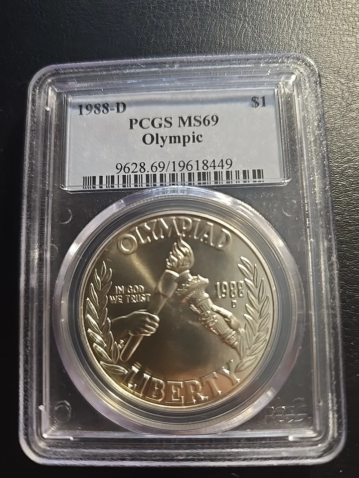 1988-D $1 Olympic Commemorative Silver Dollar PCGS MS69 - Image 2 of 3