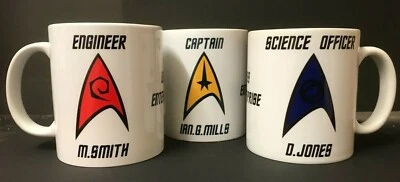 Star Trek Captain, Engineer, Science or Medical Officer Personalised Gift Mug