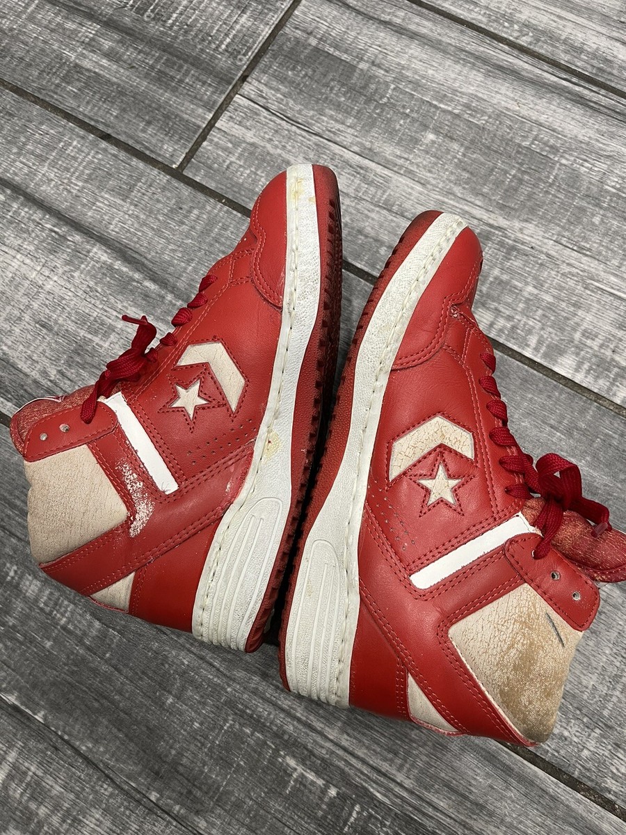 Vintage 80's Converse 'Weapon' Red Leather Men's Sneakers Size 6.5