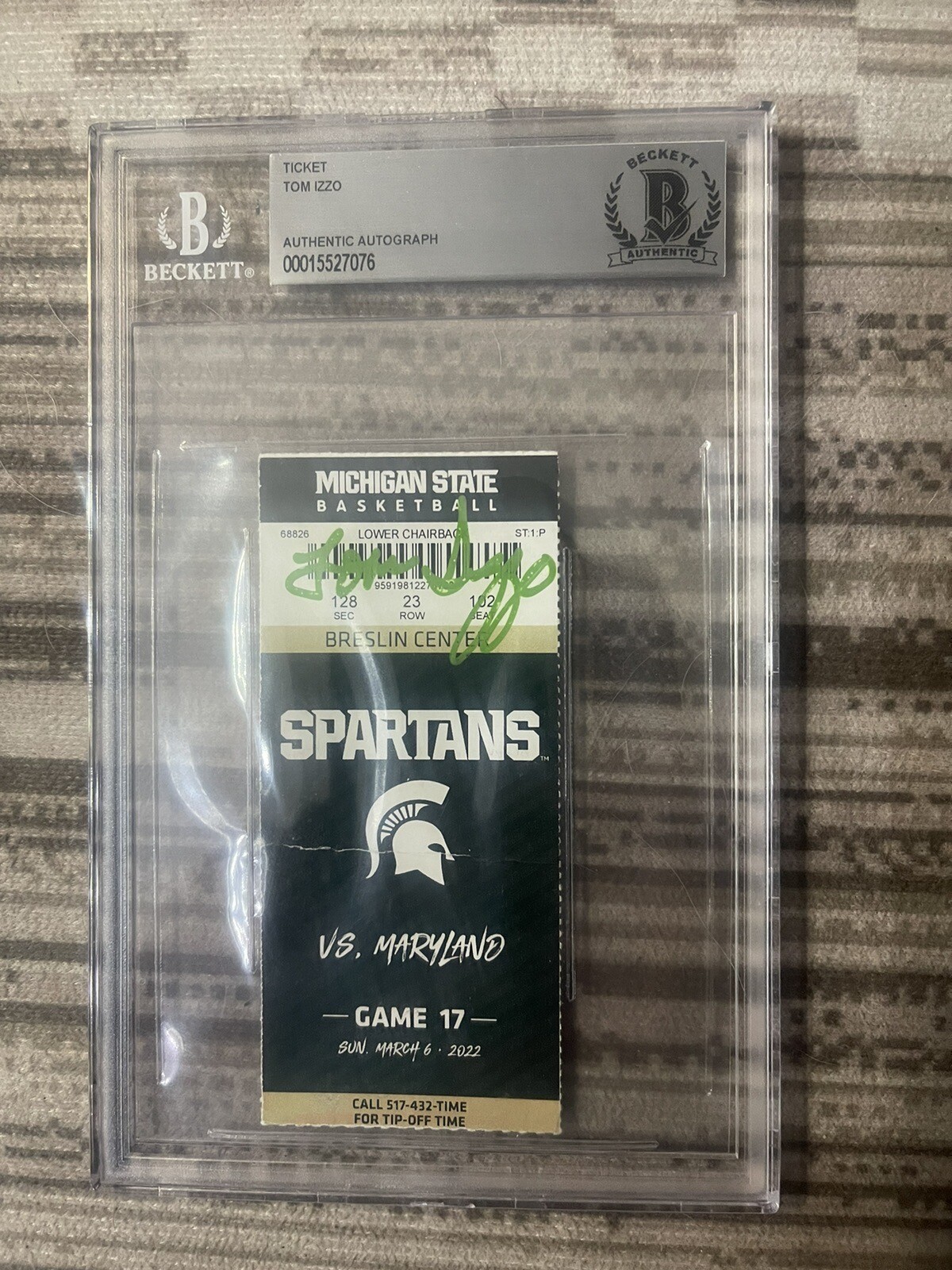 Tom Izzo Autographed Signed Michigan State Spartans RARE Ticket Passing Bobby Knight For most wins at a Big Ten Scho 
