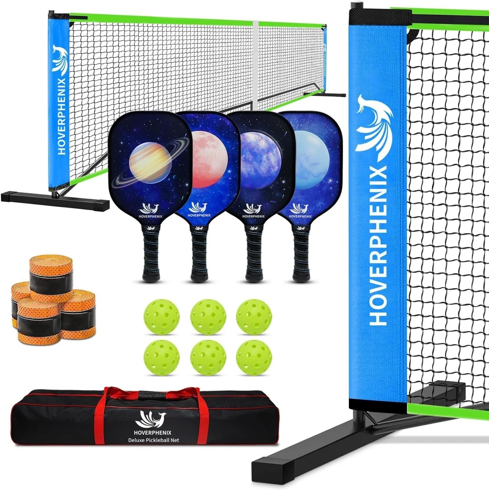 Pickleball Set with Net for Driveway, Portable Regulation Size Pickleball Net