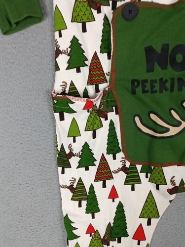 Lazy One 100% Cotton Size L Flap Jack Pajamas Green Christmas Trees One Piece - Picture 12 of 15