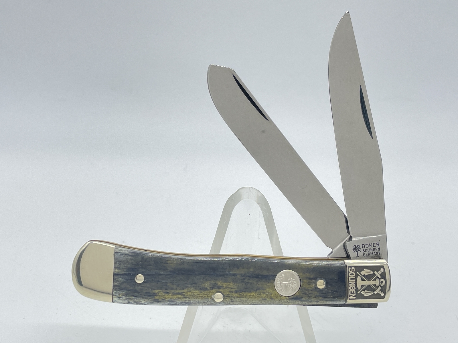 BOKER Solingen Collectors Anchor Bolster Bone Trapper w/ Case MINT IN