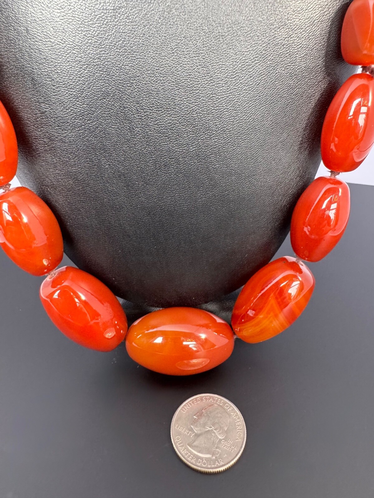 Large Bead Long Carnelian Statement Necklace 31.5" - image 10