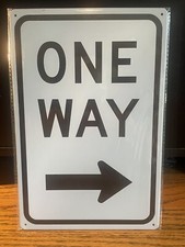 ONE WAY  ARROW SIGN FLANGE-METAL SIGN 8x12 NP FOR MANCAVE-SHOP-GARAGE ETC.