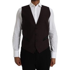 DOLCE & GABBANA Vest Brown Wool Waistcoat Dress Formal Men IT52/US42/XL 900usd