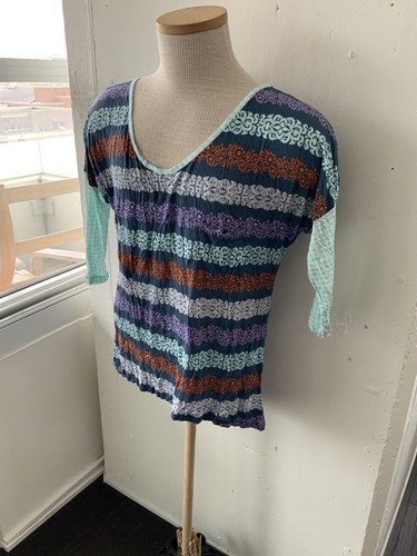 Anthropologie Porridge 3/4 Sleeve Multicolor Designed Top Womens L NWT - Picture 2 of 6