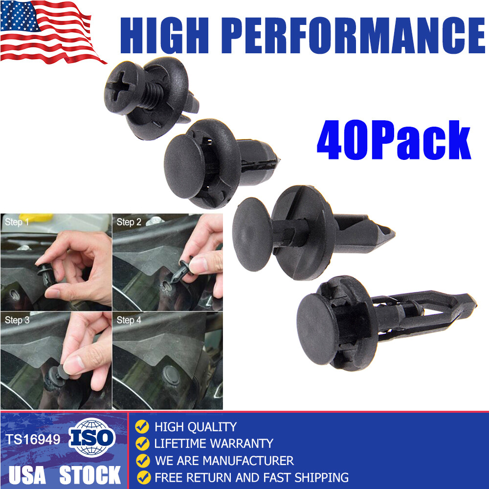 auto push pins and fastener sets fender liner fastener rivet push clips（40Pack）