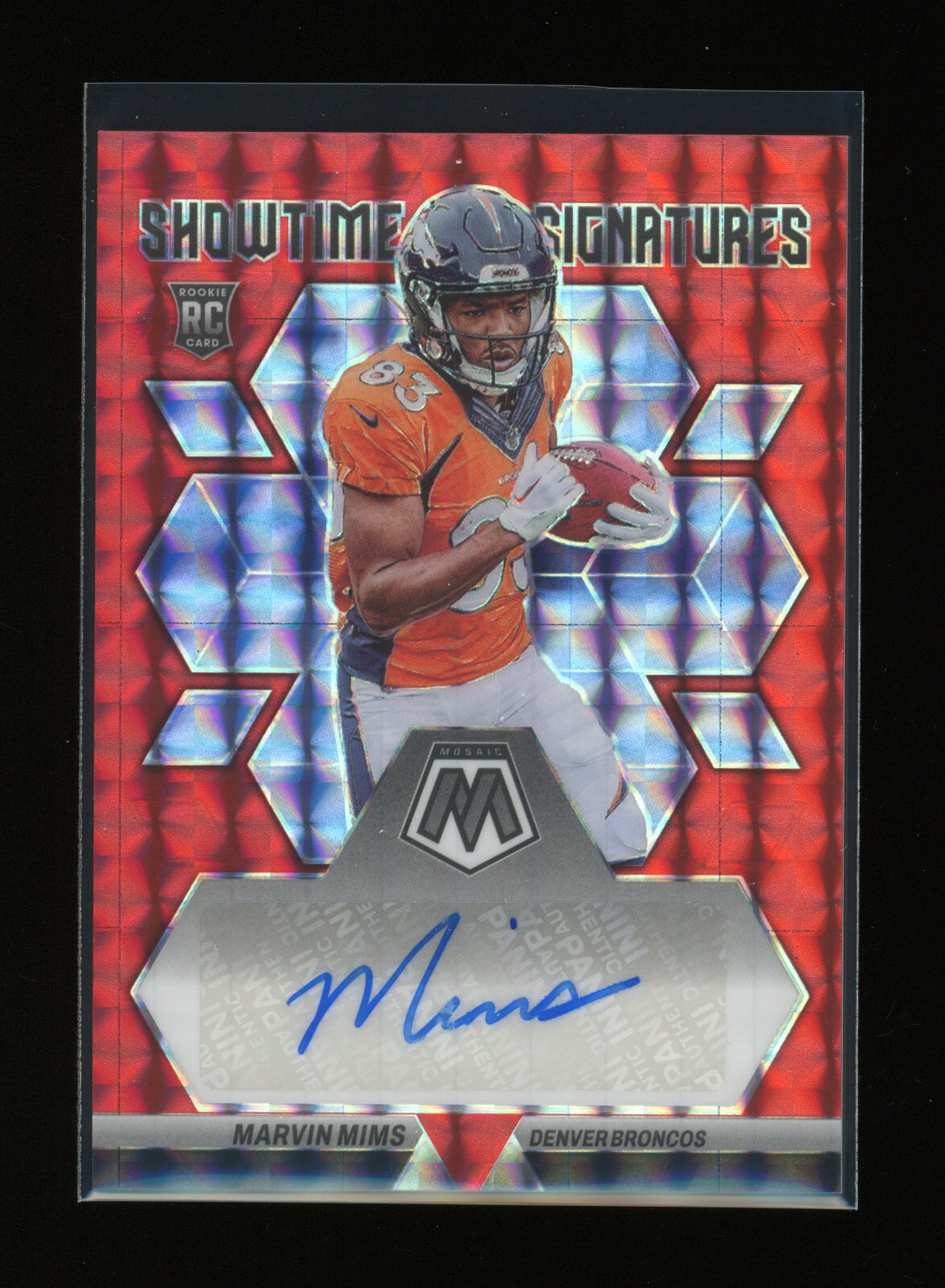2023 Panini Mosaic MARVIN MIMS Showtime Signatures AUTO RC Red Mosaic Prizm /199