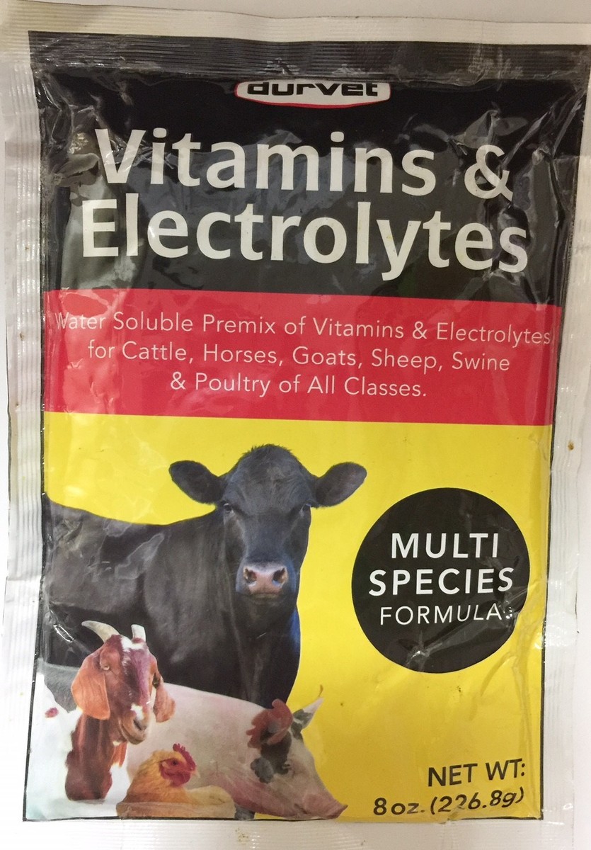 Durvet Vitamins & Electrolytes For Cattle, Horses, Sheep, Swine, Poultry – 8 Oz
