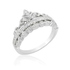0.50Ct White Round CZ Women's Tiara Gift Ring In Solid 925 Sterling Silver