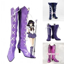 Sailor Saturn Saturn Tomoe Hotaru Cosplay Prop Shoes Women PU Leather Long Boots