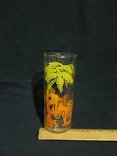 Federal Glass (6'') Highball Tom Collins Tumbler ~ Kissing Natives Palm Trees