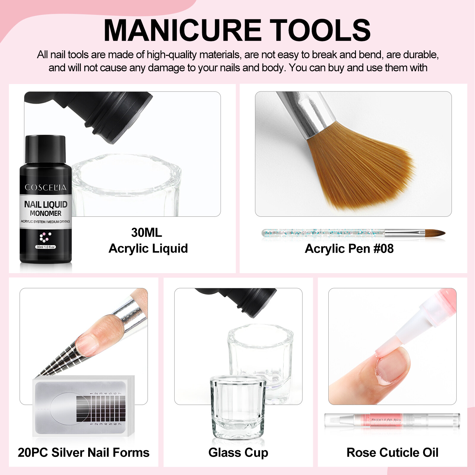 Acrylic Nail Starter Kit Acrylic Powder & Liquid Starter Set with