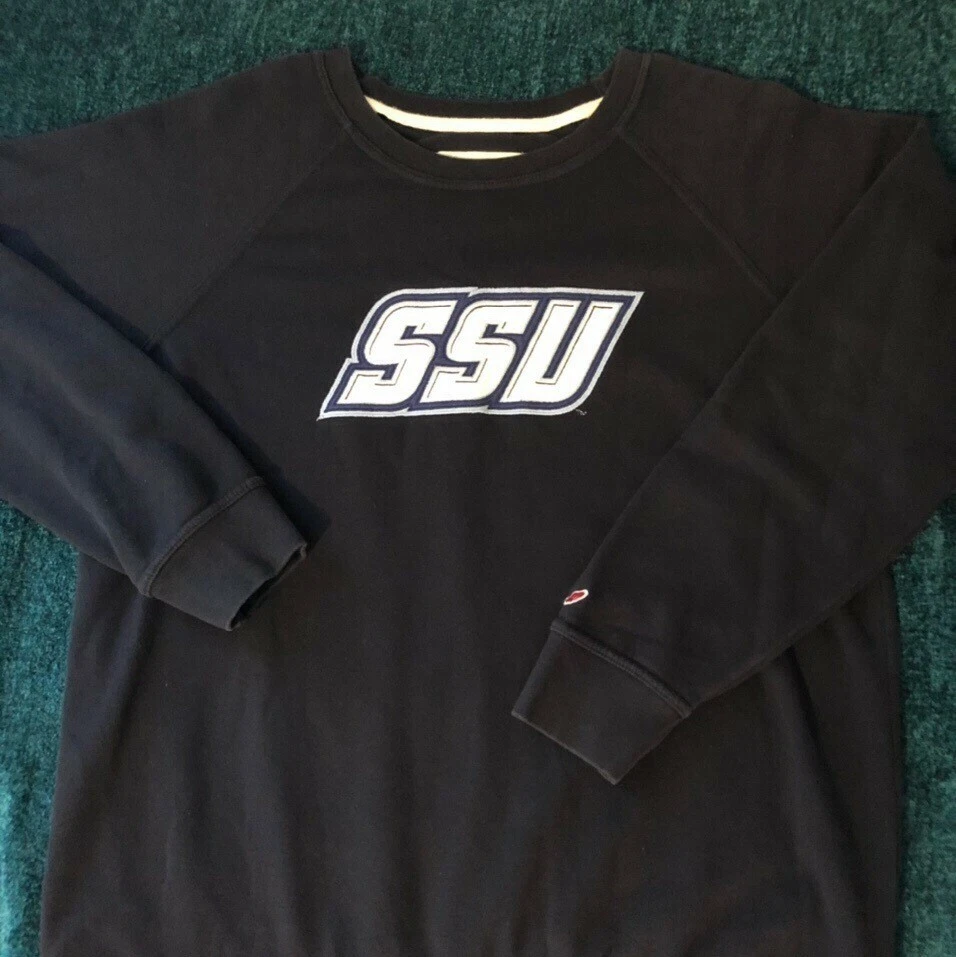 Oversized vintage college crewneck with stitched patches Soma