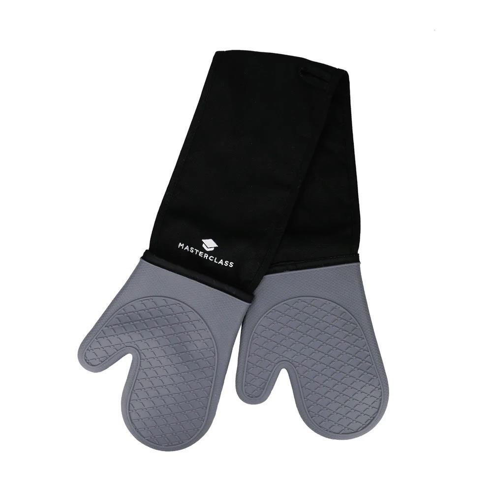 Waterproof Double Oven Glove & Thumbs Silicone Grip &  Protective Wrist Fabric