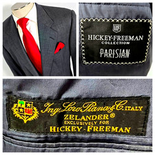 Hickey Freeman LORO PIANA ZELANDER Merino Wool Sport Coat Gray Nailhead 42 USA