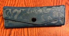 Vintage Hard Vinyl Floral Teal Turquoise Retro 1960/1970s Glasses EYE GLASS CASE