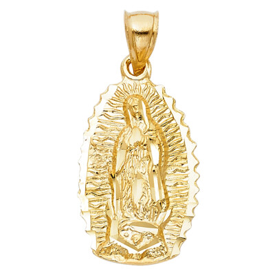14K Yellow Gold Religious Our Lady of Guadalupe Charm Pendant For ...