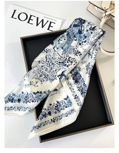 FEIBOON Mulberry Silk Scarfs Neck Scarf 21"x21" Small Square Scarfs hair scar... - Picture 2 of 7