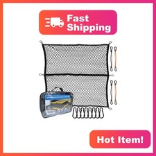 JuyVerq 4'x4' to 8'x8' Cargo Net for Pickup Truck Bed Elastic Mesh Organizer