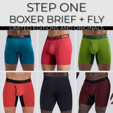 STEP ONE New Mens Boxer Briefs+Fly Bamboo Underwear - Various Colours and Styles