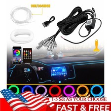 8-in-1 10m Car Interior Ambient Strip Light Lamp App Rf Control Fiber Optic 1-5x 8-in-1 10m Car Interior Ambient Strip Light Lamp App Rf Control Fiber Optic 1-5x