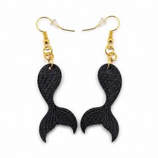 Gold & Black Mermaid Tail Dangle/Drop Hook Ea...
