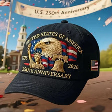 250th Anniversary Patriotic Hat Embroidered Eagle 1776-2026 Baseball Cap Hat