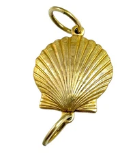 Seashell Charm Pendant Scallop Shell Brass Metal Stamping Double Jump Ring Loops