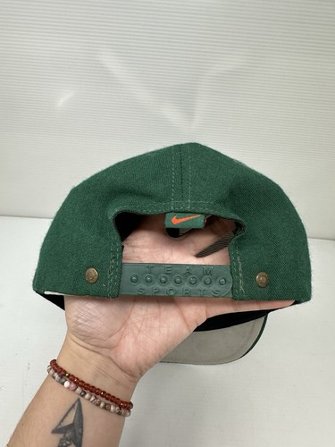 Vintage 90s Miami Hurricanes Nike Team Sports Football SnapBack Hat Cap Rare - Picture 2 of 9