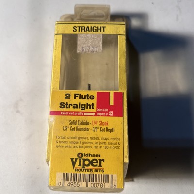 Oldham Viper 2 Straight Flute #43 1/4 Shank 1/8 Cut Dia. 3/8 Cut Depth