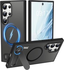 Magnetic Galaxy S25 Ultra Case with Durable Metal Stand, Military Grade Protecti