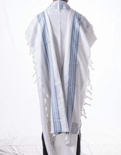 Mishkan HaTekhelet Wool Tallit–Sephardi Style–Hand-Spun Thick Strings – 100% Woo