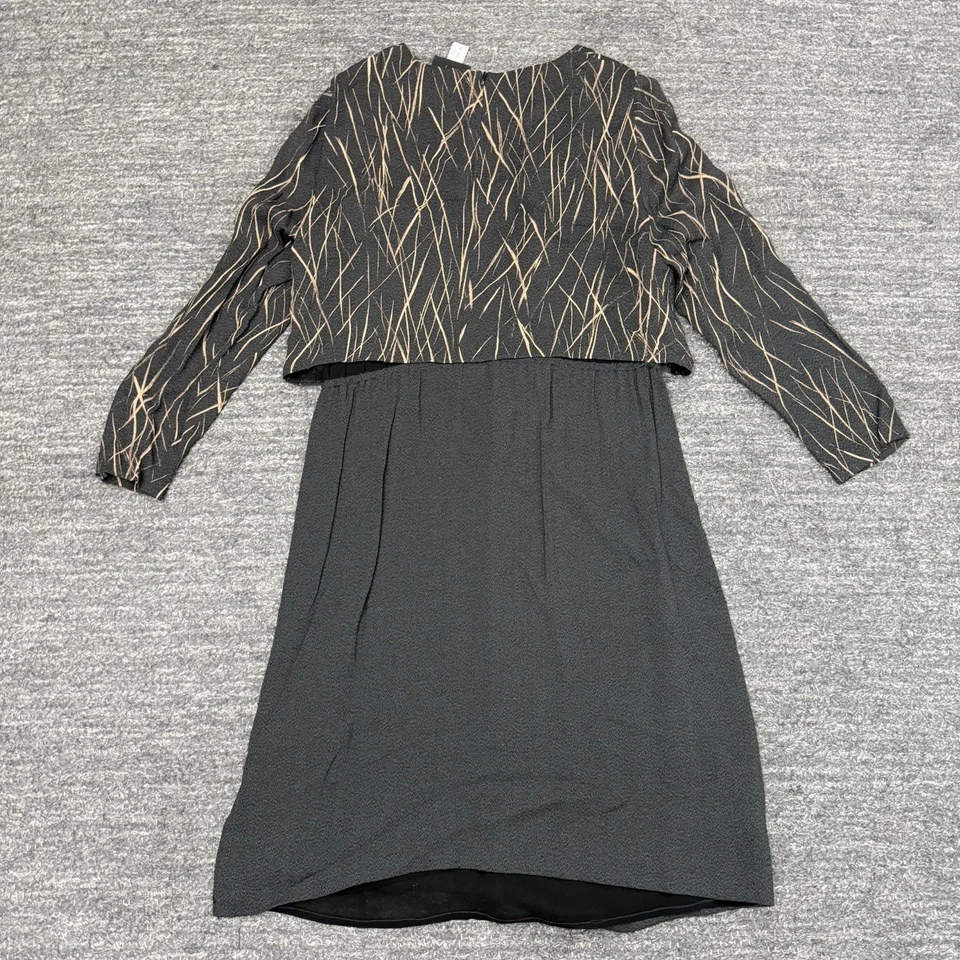 Vestido Akris Mujer 12 Negro Cordón Manga Larga Rayón Carrera Oficina Diseñador Foto 2 de 4