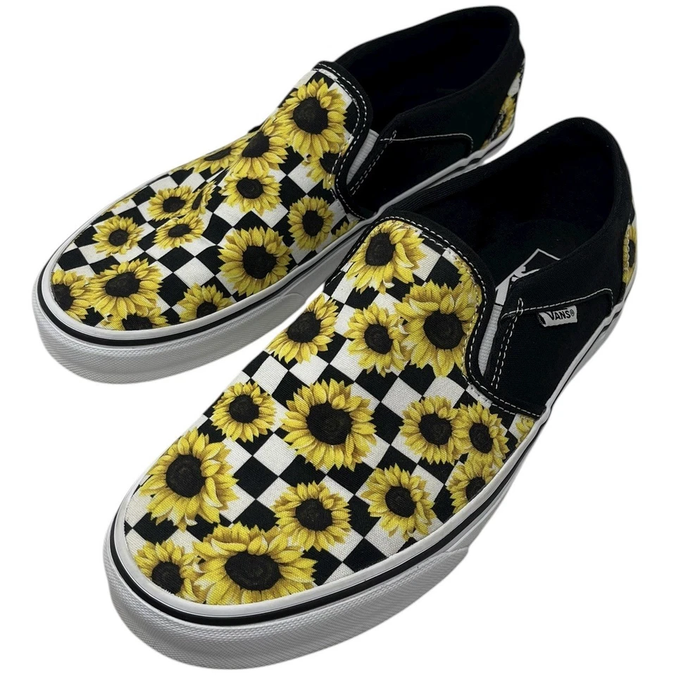 Женские кроссовки VANS Asher модель Sunflower в клетку без шнурков размер 11 - Изображение 4 из 4